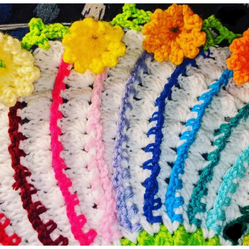 Large Handmade Crochet Bell Flowers Doily